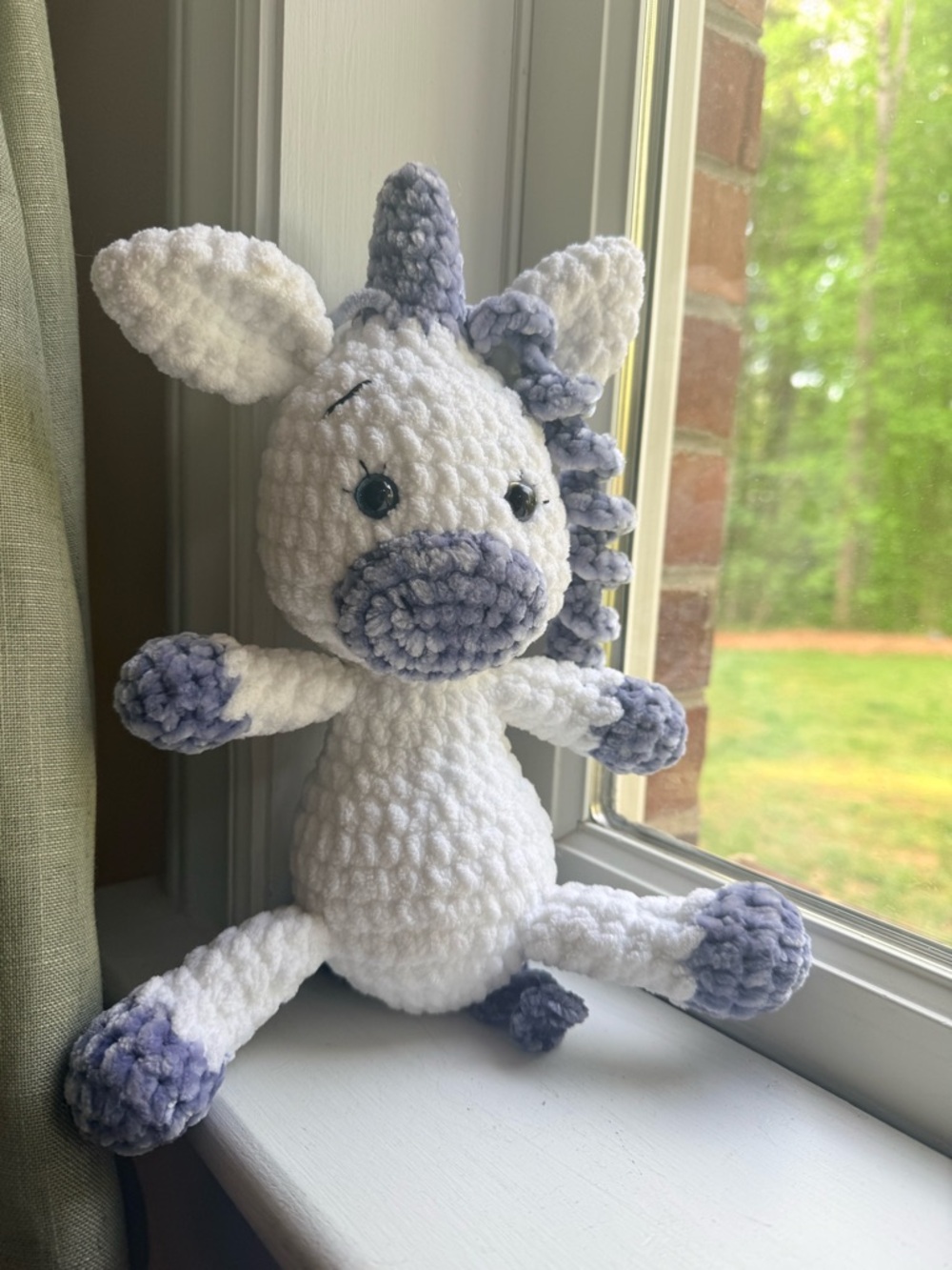 Handmade Crochet Plush Unicorn Stuffed Animal - White and Lavender